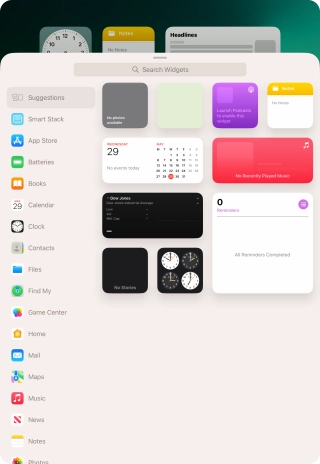 Press the required widget.