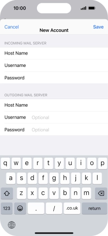 Press Username and key in the username for your email account. Please note that if you're using Vodafone's outgoing server, leave the username field empty.