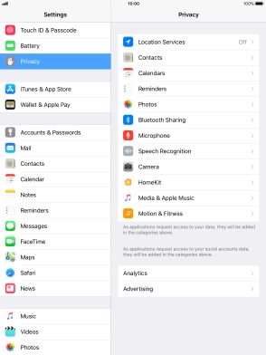 Press Location Services.