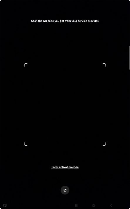 Place the QR code you've received inside the tablet camera frame to scan the code.