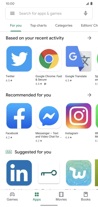 Press the search field.