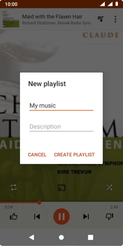 Key in a name for the playlist and press CREATE PLAYLIST.