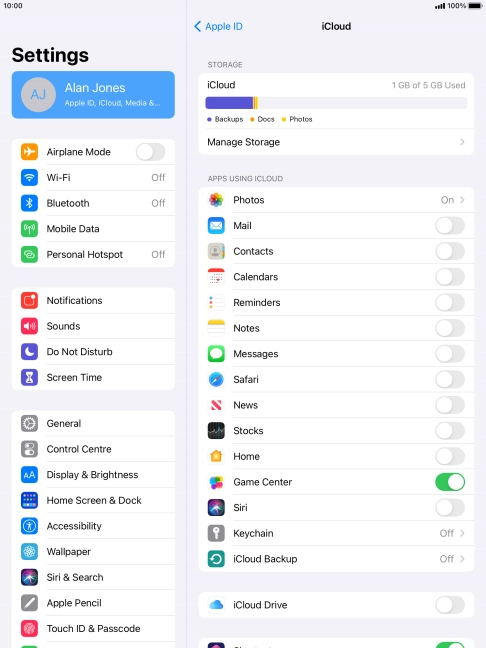 Press the indicator next to 