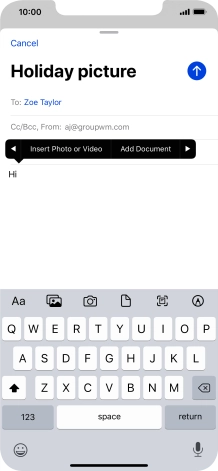 Press Insert Photo or Video and follow the instructions on the screen to attach a picture or a video clip.