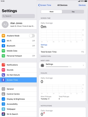 The use for the past week is displayed next to Total Screen Time.