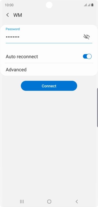 Key in the password for the Wi-Fi network and press Connect.