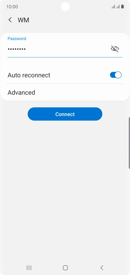 Key in the password for the Wi-Fi network and press Connect.