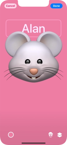 Press the name field and follow the instructions on the screen to select the required font and colour for your name on the Contact Poster.