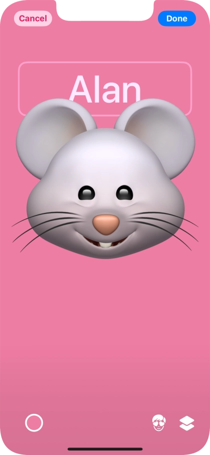 Press the name field and follow the instructions on the screen to select the required font and colour for your name on the Contact Poster.