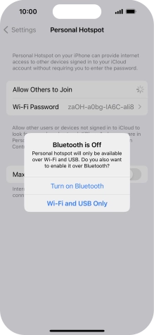 If Wi-Fi is turned on, press Wi-Fi and USB Only.