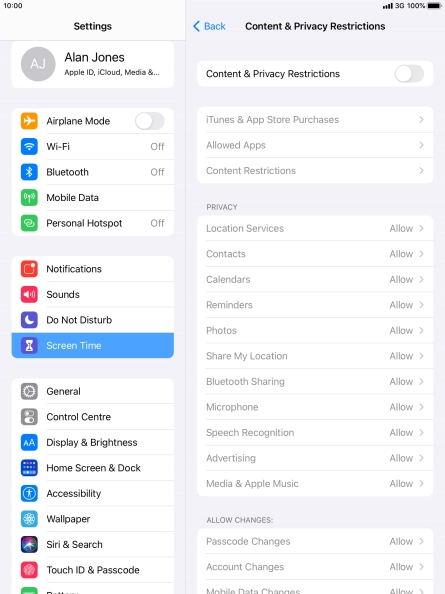Press the indicator next to 