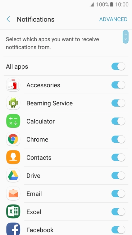 Press the indicator next to 