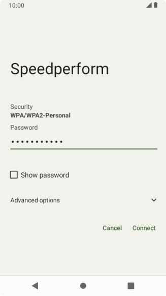 Key in the password for the Wi-Fi network and press Connect.