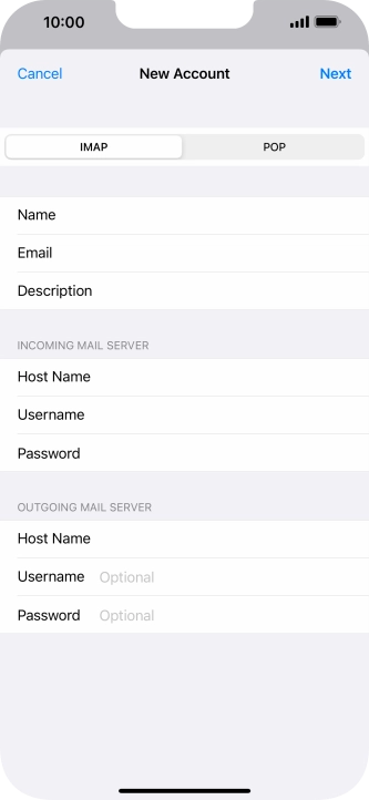 Press Username and key in the username for your email account. Please note that if you're using Vodafone's outgoing server, leave the username field empty.