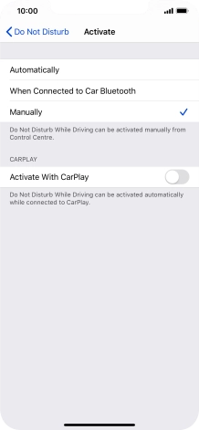 Press the required setting.