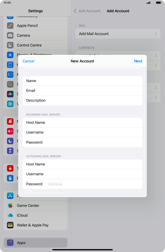 Press Password and key in the password for your email account. Please note that if you're using Vodafone's outgoing server, leave the password field empty.