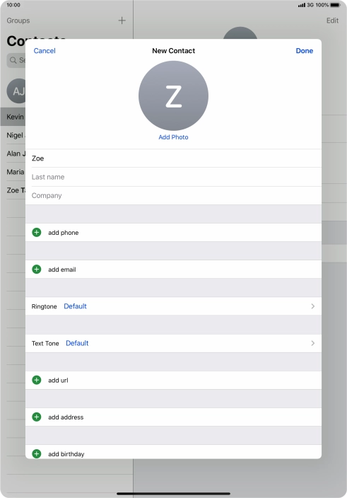 Press Last name and key in the last name.