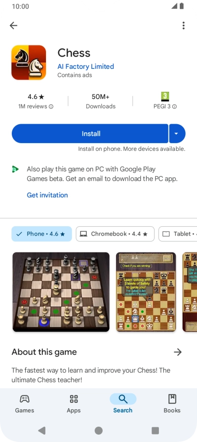 Press Install and follow the instructions on the screen to install the app.