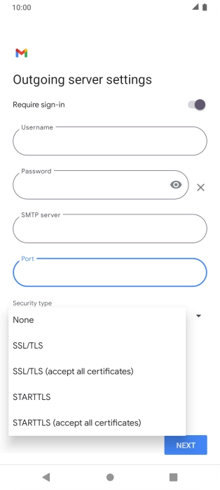 Press SSL/TLS. Press SSL/TLS.