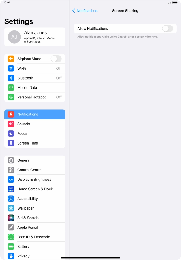 Press the indicator next to 