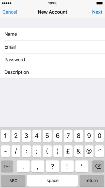 Press Description and key in the password for your email account.