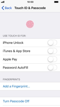Press Turn Passcode Off and key in the phone lock code.