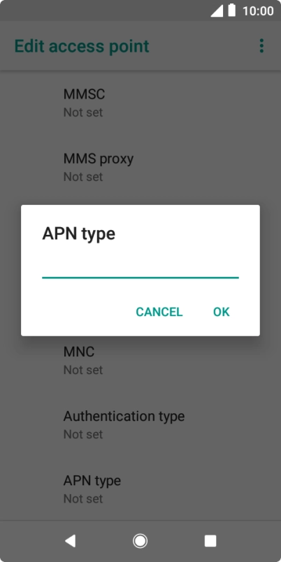 Key in default and press OK.