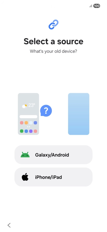 Press the required setting and follow the instructions on the screen to transfer the content from another phone. Press the required setting and follow the instructions on the screen to transfer the content from another phone.