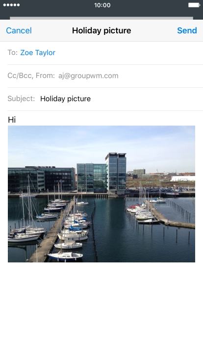 Press Send when you've finished your email message.
