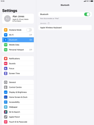 Press the required Bluetooth device and follow the instructions on the screen to pair the device with your tablet.