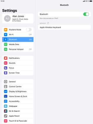 Press the required Bluetooth device and follow the instructions on the screen to pair the device with your tablet. Press the required Bluetooth device and follow the instructions on the screen to pair the device with your tablet.