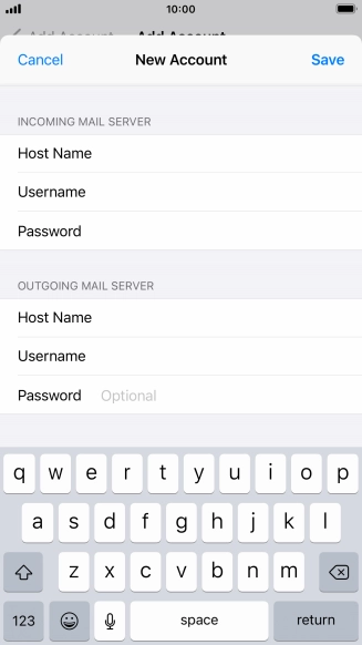 Press Password and key in the password for your email account. Please note that if you're using Vodafone's outgoing server, leave the username field empty.