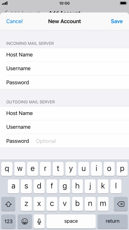 Press Password and key in the password for your email account. Please note that if you're using Vodafone's outgoing server, leave the username field empty.