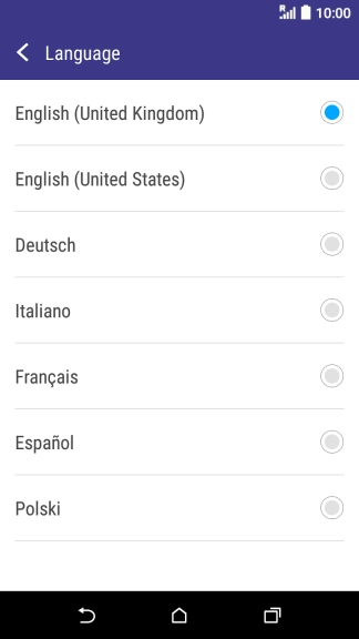 Press the required language.