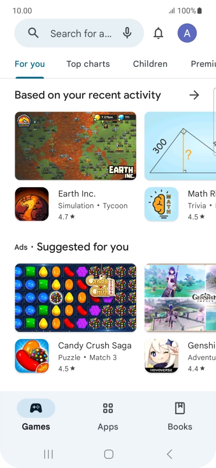 Press the search field.