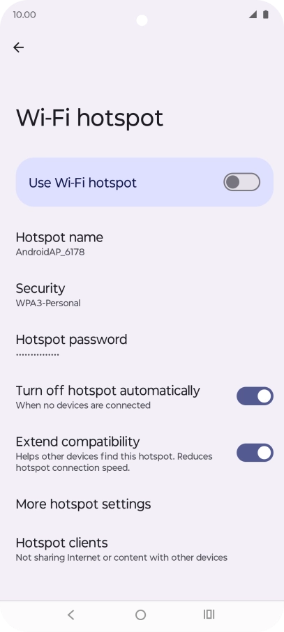 Press Hotspot password.