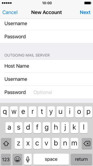 Press Password and key in the password for your email account.