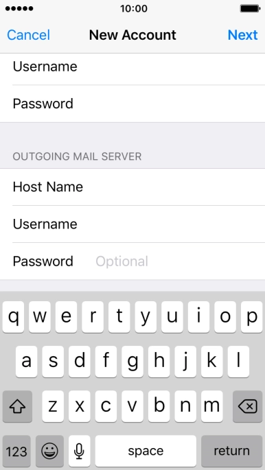 Press Password and key in the password for your email account.