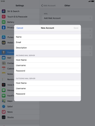 Press Host Name and key in the name or IP address of your email provider's outgoing server. Please note that if you can't send email messages when using your email provider's outgoing server, key in smtp.vodafone.net.au (Vodafone's outgoing server).