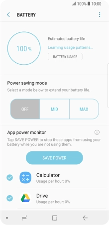 Press the required setting.