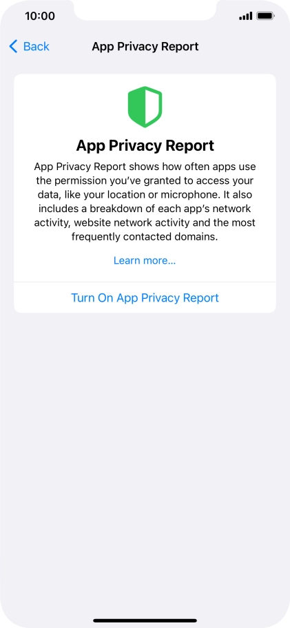 Press Turn On App Privacy Report to turn on the function.