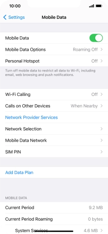 Press Mobile Data Options.