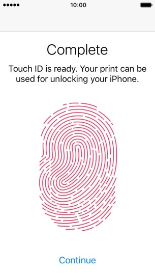 Press Continue. If you haven't previously selected a phone lock code, key in a code of your own choice twice.