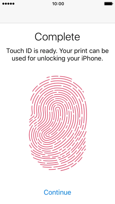 Press Continue. If you haven't previously selected a phone lock code, key in a code of your own choice twice.
