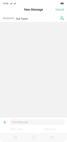 Press the text input field and write the text for your text message.