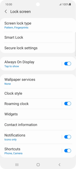 Press Screen lock type and key in the additional phone lock code you created earlier.