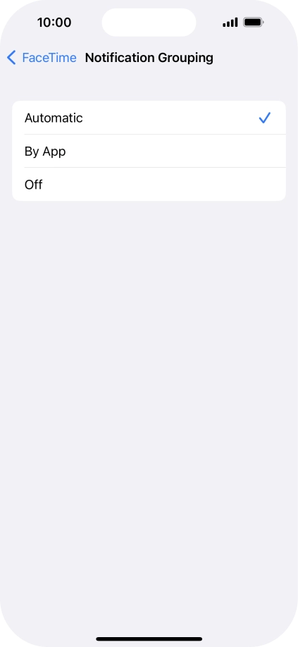 Press the required setting.