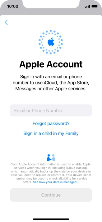 Press Email or Phone Number and key in the username for your Apple ID.