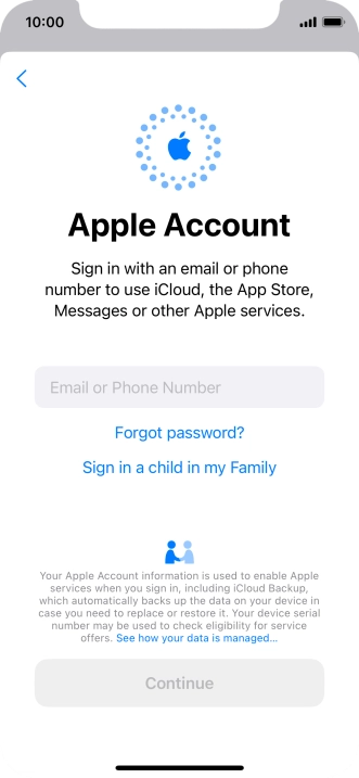 Press Email or Phone Number and key in the username for your Apple ID.