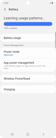 Press Power mode. Press Power mode.